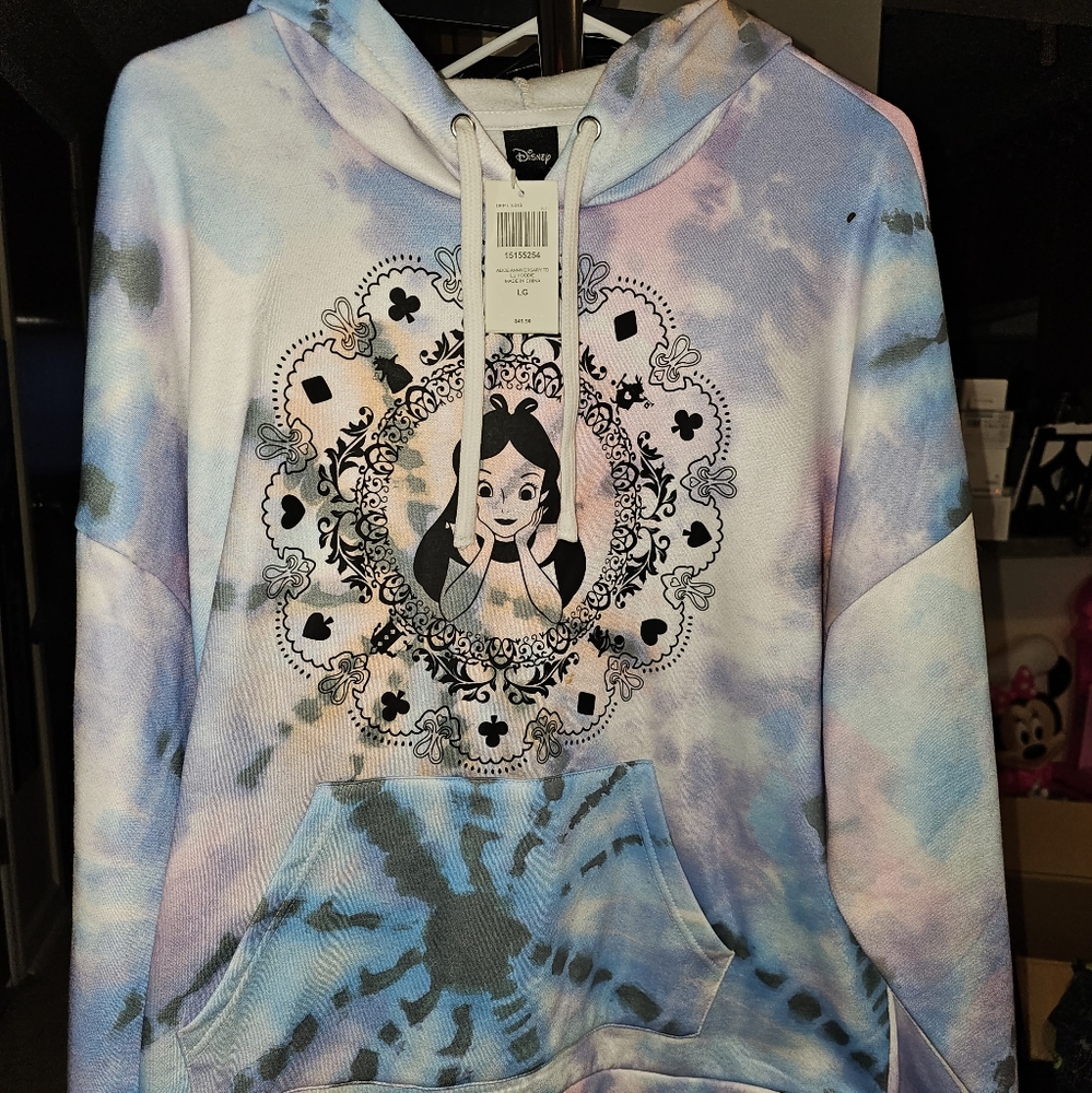 NWT Disney's Alice in Wonderland tie dye hoodie size L
